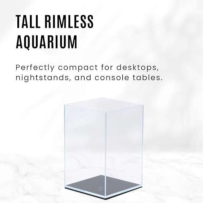 Ultum Nature Systems Ultra Clear Rimless Aquarium - Low Iron Glass Fish Tank with 45° Mitered Edges, 5mm-12mm Thick, Leveling Mat Included (16T, Tall, 1.6 Gallon)