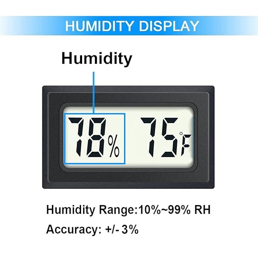 2 Pack Mini Digital Hygrometer Thermometer Gauge, Indoor Outdoor Temperature Humidity Meter for Humidifiers Greenhouse Reptile Plant Humidors, Large LCD Screen, Display in Fahrenheit (℉) (2)