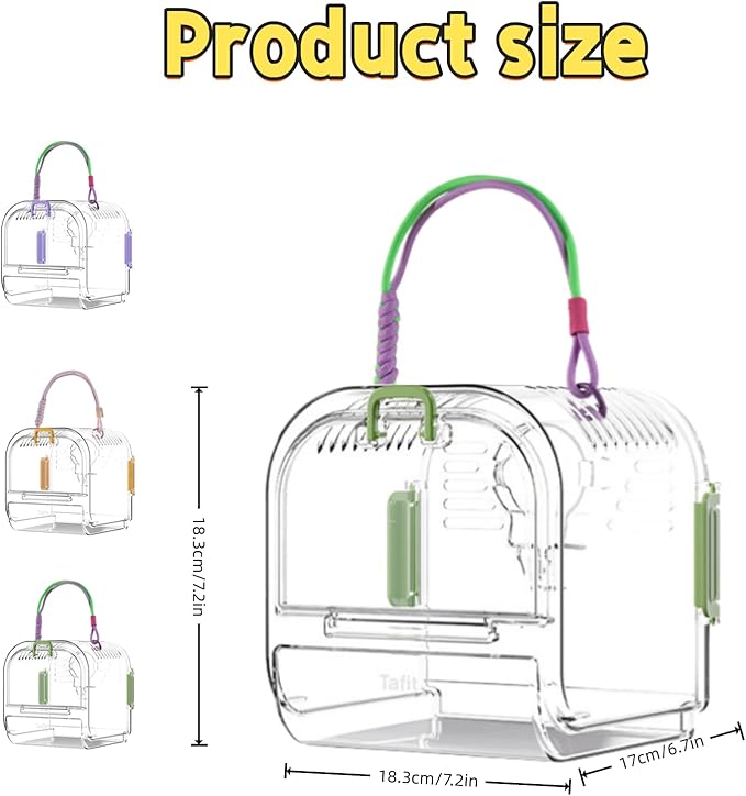 Portable Plastic Bird Cages，Travel Bird Cage,Lightweight Waterproof Ventilated Small Bird Cage,Outdoor Use Easy to Carry,for Small Birds, Budgies and Pet Birds (Green, A)