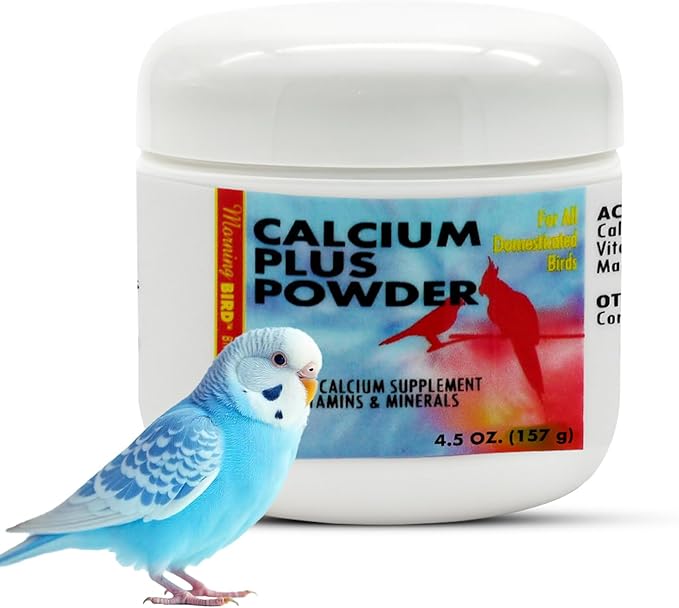 Morning Bird Calcium Plus Powder for Birds 4.5 oz – Calcium Supplement with Vitamin & Protein Powder – Supports Bone Health, Muscle Function & Digestive Balance – Easy-to-Mix Calcium Formula