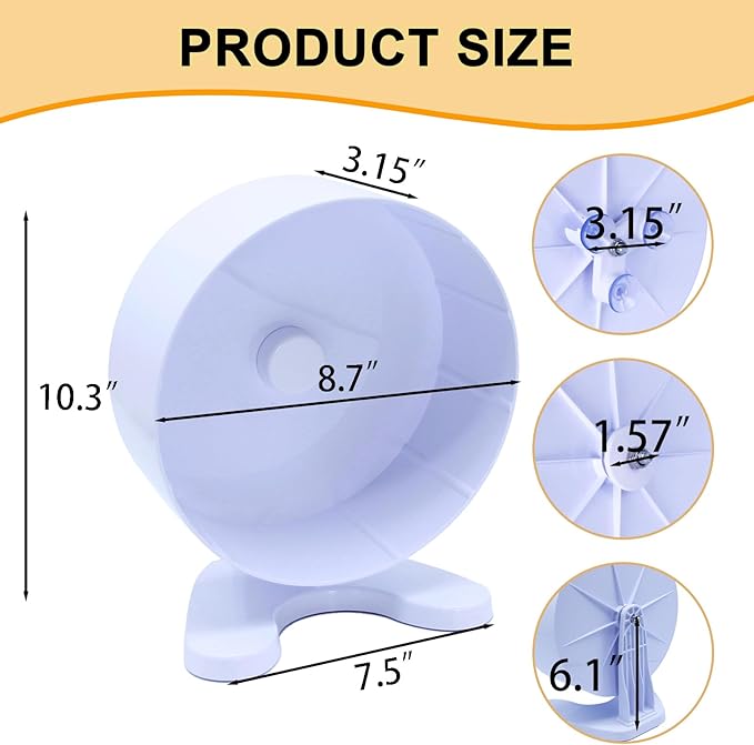 Hamster Wheel, 8.7" Super-Silent Exercise Wheels, Dual-Bearings Quiet Spinner Running Wheels, 3 Installation Methods, Fits Any Hamster Cage, Hamsters Toy for Dwarf Hamsters, Gerbils, and Small Pets.