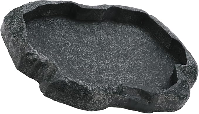 Ejoyous Reptile Water Dish, ABS Reptile Rock Reptiles Feeding Food Bowl Water Dish, Reptile Terrarium Decor Accessories for Tortoise Lizard Turtle Frog Leopard Gecko (M)