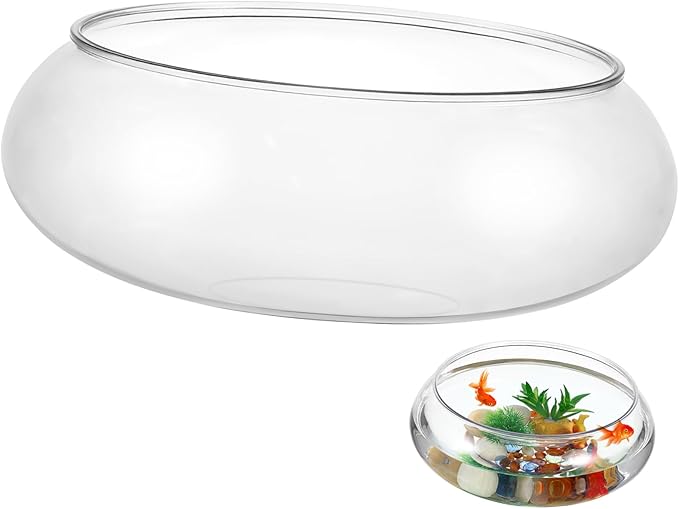 Large Clear Plastic Fish Bowl Round Terrarium Vase Goldfish Bowl Hydroponic Vase Water Lily Succulent Planter for Wedding Party Home Decor