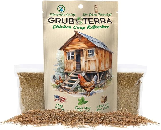 GrubTerra Coop Refresher Zero Odor Freshener for Chicken Pen, Suitable for Chicken Waterer and Chicken Feeder, Smell Control Solution for Clean and Fresh Chicken Living Environment