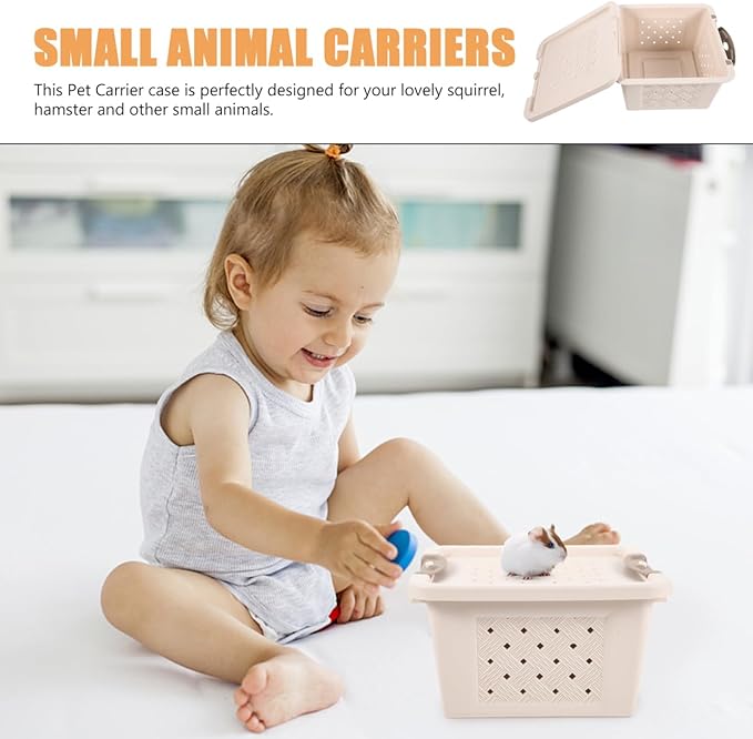Hamster Carrier Box Plastic Small Pet Transport Box Breathable Travel Carrier with Spacious Interior Easy to Clean for Hamsters and Small Animals