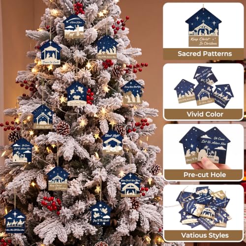 60 Pcs Christmas Ornaments Nativity Scene Wooden (60 Count)