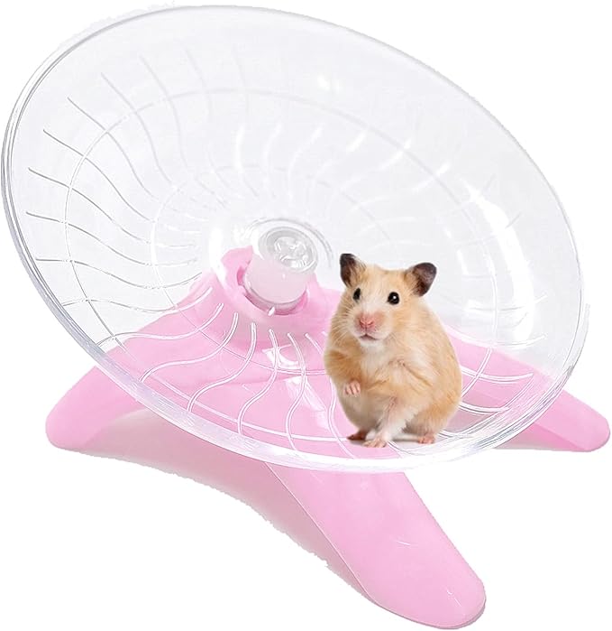 Hamster Flying Saucer Silent Running Exercise Wheel for Hamsters, Gerbils, Mice,Hedgehog and Other Small Pets Silent Running Wheel Hamster Wheel (Pink)