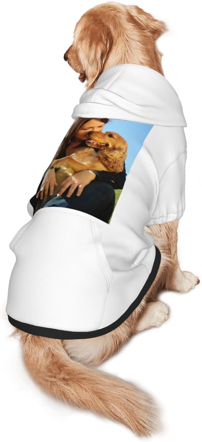 Custom Dog Hoodie Add Your Design Soft & Warm Personalized Photo Text Logo Name Dog Clothes for Puppy Sweatshirt Hooded for Small Medium Large Dogs Girl/Boy Cats White