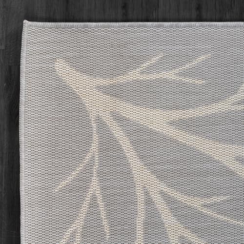 Washable Indoor Outdoor Rug 6x9 Modern Area Rugs Branch Pattern Non Shedding Waterproof Easy Clean Patio Deck Porch Living Room Bedroom Garden RV (54 Sq Ft)
