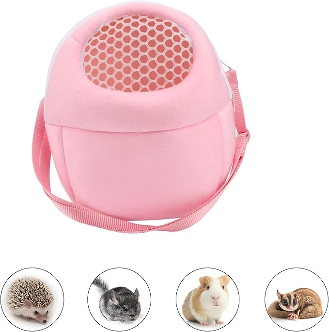 Pet Carrier Backpack for Small Animals, Travel Handbag for Cat, Puppy, Guinea Pig, Hedgehog, Hamster (Pink, S)