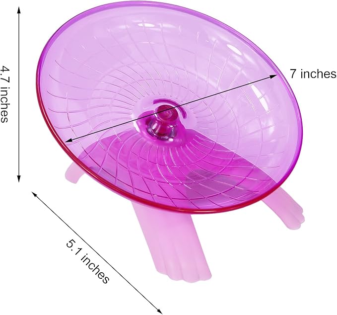 Hamster Flying Saucer Silent Running Exercise Wheel for Gerbil Rat Mouse Hedgehog Small Animals (Pink)