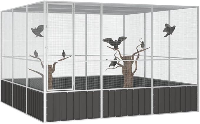 Steel Bird Cage, Large Flight King Bird Cage for Cockatiels African Grey Quaker Amazon Sun Parakeets Green Cheek Conures Pigeons Parrot Bird Cage Birdcage, Anthracite 119.1"x127.8"x83.3"