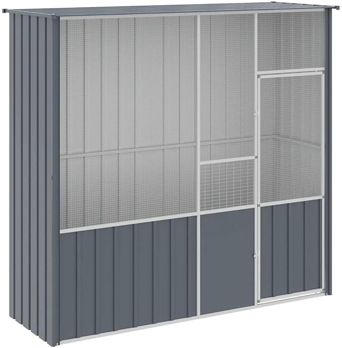 Metal Steel Large Bird Cage for Small Animals Like Birds, Rabbits, and Chickens, 84.6"x30.7"x78.7", Anthracite,-577
