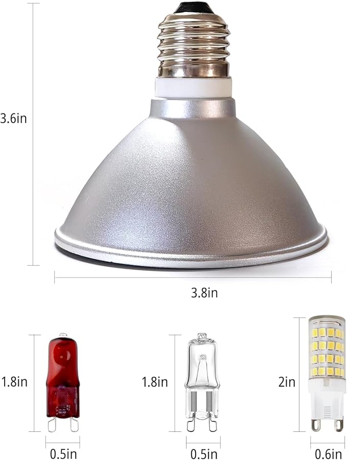 Reptile Heat Lamp Fixture 25W,Dome Reptile Light Fixture with 5PCS Halogen Heat Bulb,G9 UVA Basking Lamp E26 Lamp Socket for Turtle,Gecko,Lizard,Snake,Tortoise,Bearded Dragon,Frog