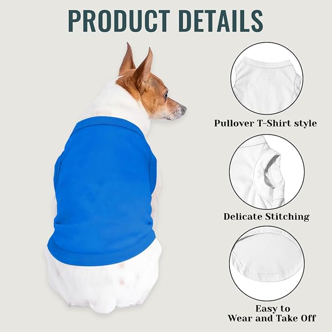Custom Dog Shirt Pet T Shirts for Small Medium Large Dogs Customized Clothes with Image Logo Text Breathable Sleeveless Tank Top Personalized Outfits Puppy Apparel Blue, S