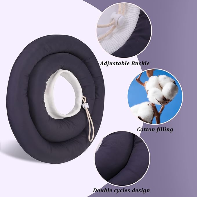 IDOMIK Dog Recovery Collar, Waterproof Soft Dog Cone After Surgery, Comfy Protective Elizabethan Collar Alternative for Dogs Cats, Adjustable Pet Neck Donut Cone Anti-Licking Biting Wounds,Grey,2XL