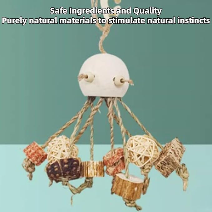 Bird Toys, Chewing for Parrot, Natural Nut Hanging for Parakeet,Lovebirds,Finch,Cockatiel, Conure, Quaker (A)
