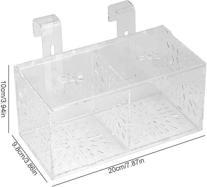 Estink Acrylic Transparent Fish Breeding Isolation Box Aquarium Hatchery Incubator Holder, with Hook and Sucker Design (20CM*10CM*10CM)