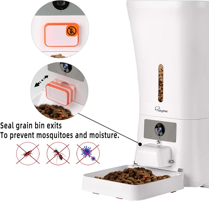 SKYMEE 12L Smart Automatic Dog Feeder Large Breed with Camera, 5G WiFi Automatic Cat Feeders Food Dispenser 1080P Full HD Pet Camera Treat Dispenser with Night Vision and 2-Way Audio
