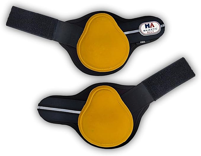 Majestic Ally Horse Leg Protection Fetlock and Tendon Boots Set, PU Shell, Neoprene Lining, Hook and Loop Closures, Multiple Colors and Sizes