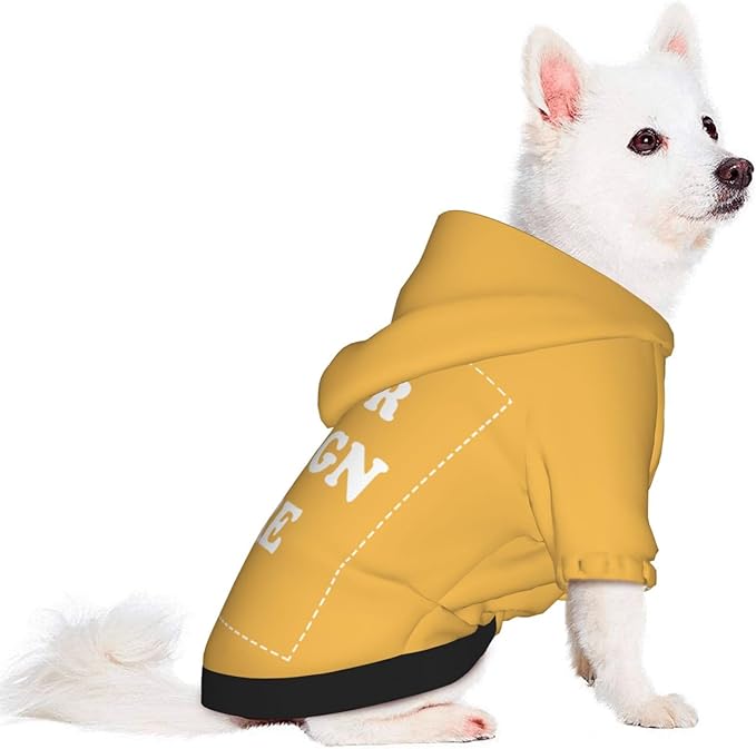 Dog Costume, Custom Dog Hoodie, Dog Name Costume Holiday Pet Pajamas Outfit, Personalized Pet Coat Costumes for Small Medium Large Dogs and Cats for Winter, Gold, XXS