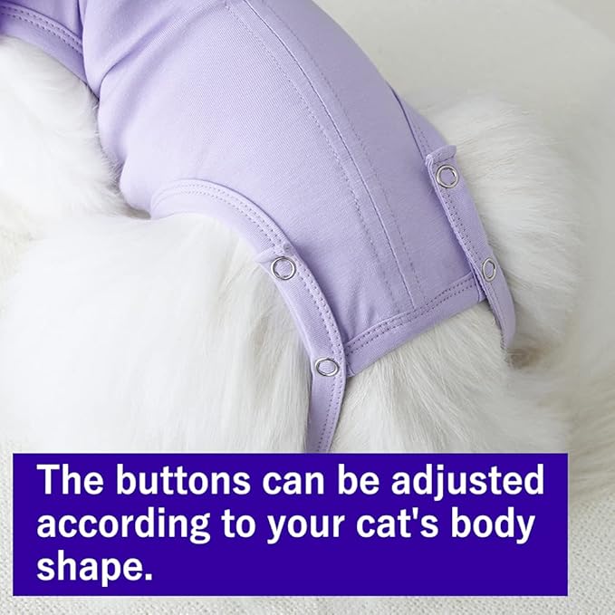 Cat Recovery Suit for Abdominal Wounds and Skin Diseases, Breathable Surgical Recovery Shirt After Surgery Wear Anti Licking Wounds,E-Collar Alternative for Cats Pet Kitten(RSC01-purple-l)