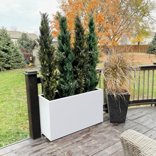 Metal Heavy Planter 32" L x 15" W x 24" H White Metal Rectangular Planter