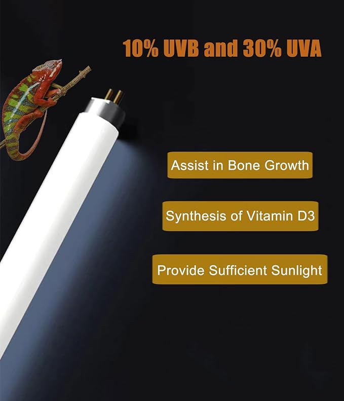 3 Pack T5 UVB Reptile Light 24W 10.0,UVA UVB Light Bulb for Reptiles, Reptile UVB Lamp Tube for Bearded Dragon