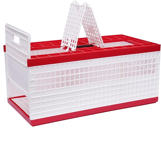 Racing Pigeon Carrier Box, Plastic Transportation Pigeon Cage, Folding Pigeon Training Release Cage with 2 Side Doors + 2 Top Department