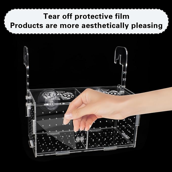 Fish Breeding Box for Aquarium Acrylic Fish Tank Breeder Divider Box with Suction Cups Transparent Hatchery Hanging Incubator for Fishes Shrimp Clownfish and Guppy 7.2" x 3.5" x 3.3"