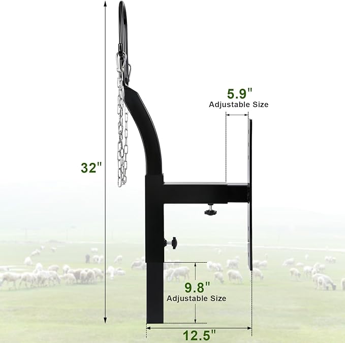 Livestock Stand 9.8 inch Height Adjustable, Goat Stand 5.9 inch Length Adjustable，Metal Livestock Stand Attachment Nose Loop Headpiece, Trimming Stand for Goat & Sheep.
