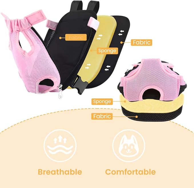 Inspack Dog Backpack Carrier/Cat Carrier, Adjustable Pet Front Carriers Travel Bag for Puppy Medium Dogs, Legs Out, Soft Ventilated Doggie Chest Carry Backpacks for Hiking/Camping, 4-7 lbs, Pink