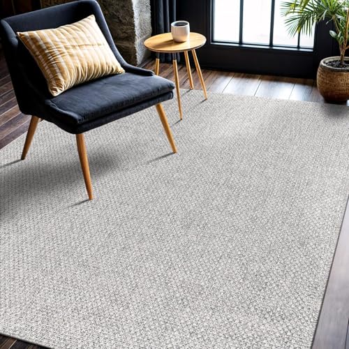 Easy Jute Rug 5x7 Indoor Outdoor Gray Farmhouse Area Rugs for Living Room and Kitchen Rug (35 Sq Ft)