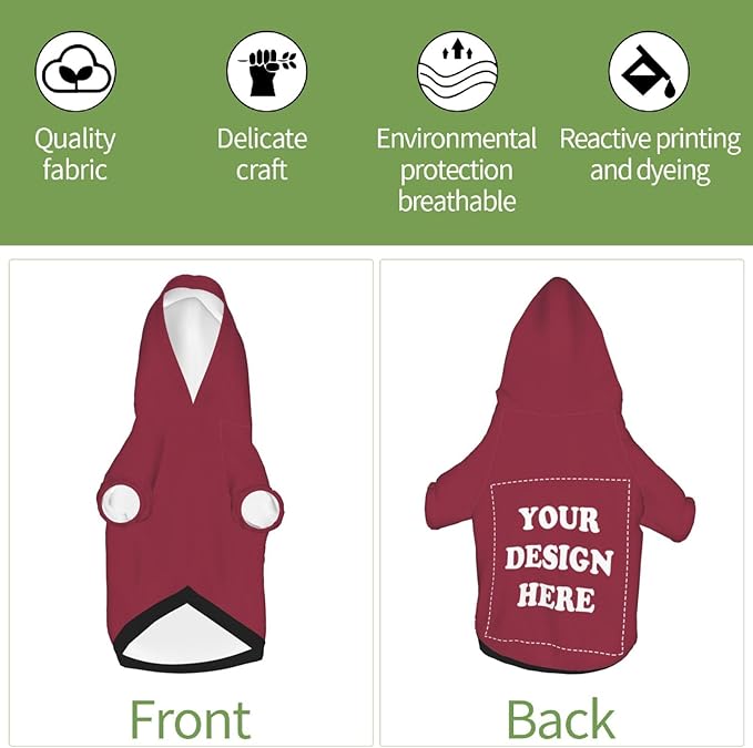 Personalized Dog Hoodie, Custom Dog Costumes for Small Dogs, Holiday Happy Dog Clothes Football Pet Shirt Sweater with Name Number for Girl/Boy Cats/Kitten, Wine, L