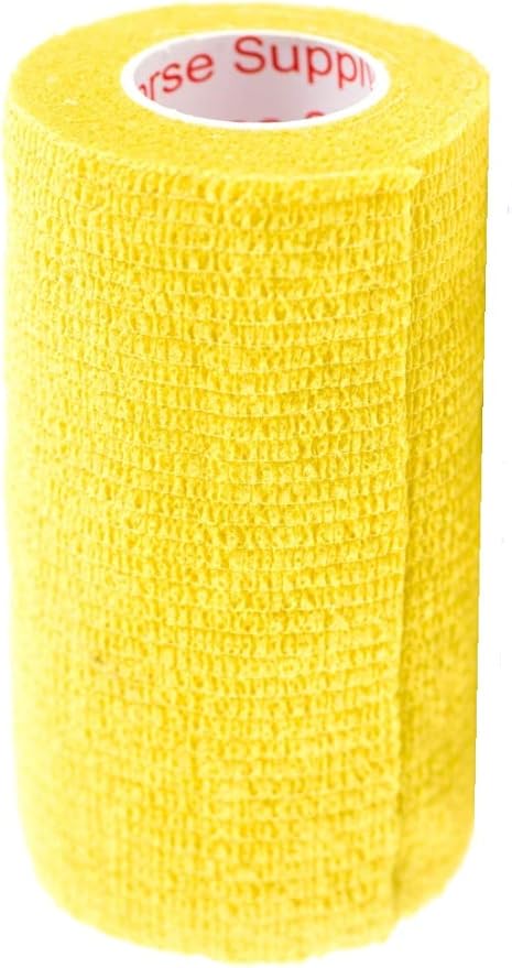 Prairie Horse Supply 3 Inch Vet Wrap Tape Bulk (Red, Yellow, Black and Black Paw Prints on Yellow, Red, Teal) (Pack of 6) Self Adhesive Adherent Adhering Flex Bandage Grip Roll for Dog Cat Pet