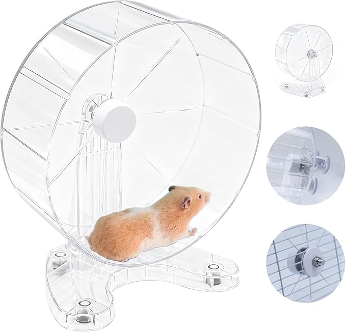 Hamster Wheel, 8.7" Super-Silent Exercise Wheels, Dual-Bearings Quiet Spinner Running Wheels, 3 Installation Methods, Fits Any Hamster Cage, Hamsters Toy for Dwarf Hamsters, Gerbils, and Small Pets.