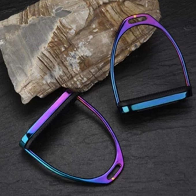5" Rainbow Multi Color Horse Riding Safety Stirrups Irons Gloss Finish Fillis English Riding Protection Saddle Stainless Steel Equestrian