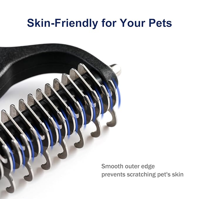 WePet Grooming Rake for Dogs & Cats, Double-Sided Deshedding Brush, Extra-Wide Dematting Tool, Slicker Comb for Undercoat & Loose Hair Removal, Reduces Shedding by 95%, Purple, Small