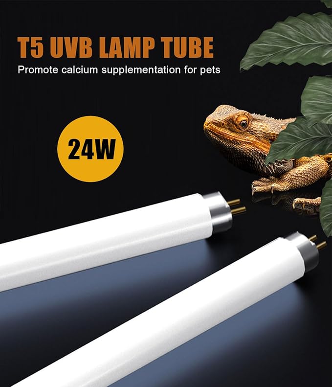 3 Pack T5 UVB Reptile Light 24W 10.0,UVA UVB Light Bulb for Reptiles, Reptile UVB Lamp Tube for Bearded Dragon