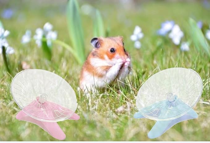 Hamster Flying Saucer Silent Running Exercise Wheel for Hamsters, Gerbils, Mice,Hedgehog and Other Small Pets Silent Running Wheel Hamster Wheel (Pink)