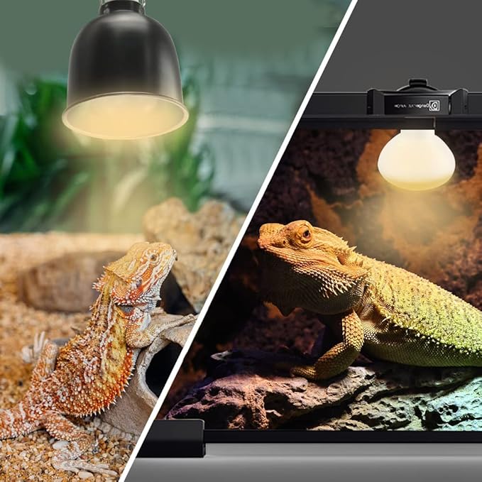 LUCKY HERP New Upgrade 50W Reptile Heat Lamp Bulb (3rd Gen, Safer), Amphibian Basking Spot Light Bulb, UVA Reptile Daylight Bulb for Turtle, Bearded Dragon, Lizard Heating Use (2 Pack)