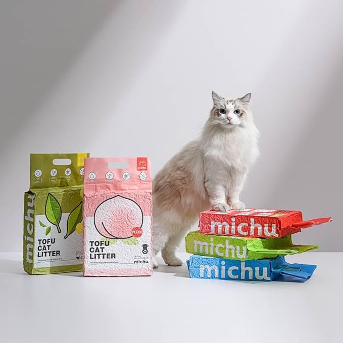 Tofu Cat Litter Natural Clumping Tofu Cat Litter, Fast Clumping and Easily Scoop-able 5.5lb/88oz 5 Scents - Original, 4 Pack