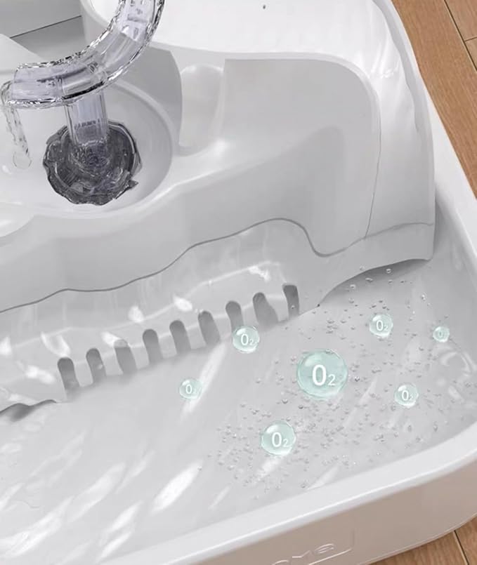 Oxygen-Riched Water Fountain for Cats Drinking Healthy, Pet Water Dispenser 3-Tired RealFountain Bowl Pro Indoor with Dual Pumps Quiet, Filter and Sponge Replaceable BPA-Free 2L/67 oz