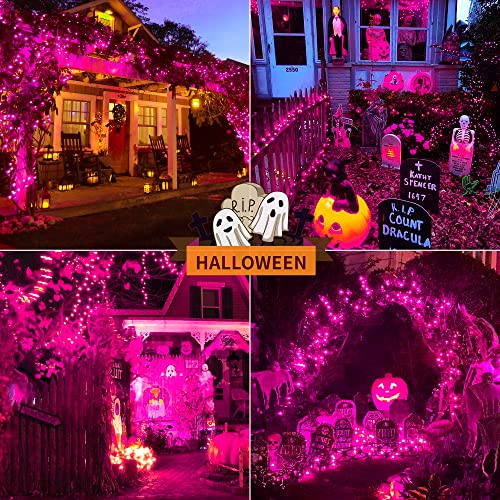 2PACK 50 Count 13ft Pink Purple Halloween Lights with White Wire (13 Foot)