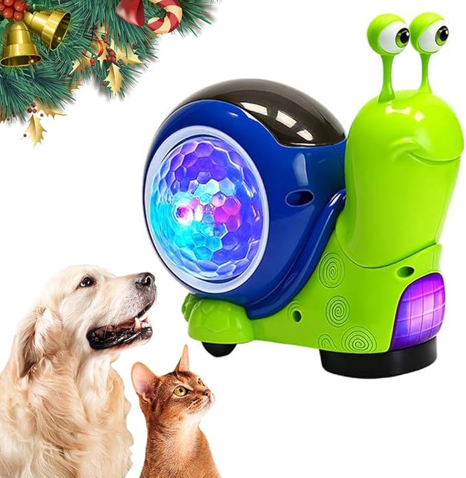 Luminous Electric Snail Toy,Glowing and Music Playing Crawling Snail Toys,Christmas Interactive Gifts for Dogs Cats (Green/1pcs)