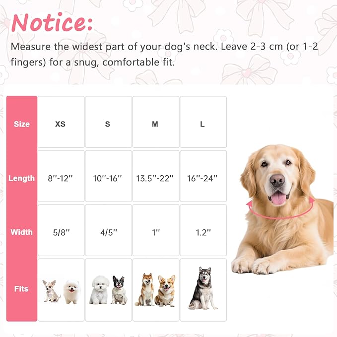 Pink Bow Dog Collar with Flower, Adjustable Cotton Puppy Collar, Cute Girl Boy Dog Collars for Small Medium Large Dogs, Ideal for Gifts,Pet Accessory,S