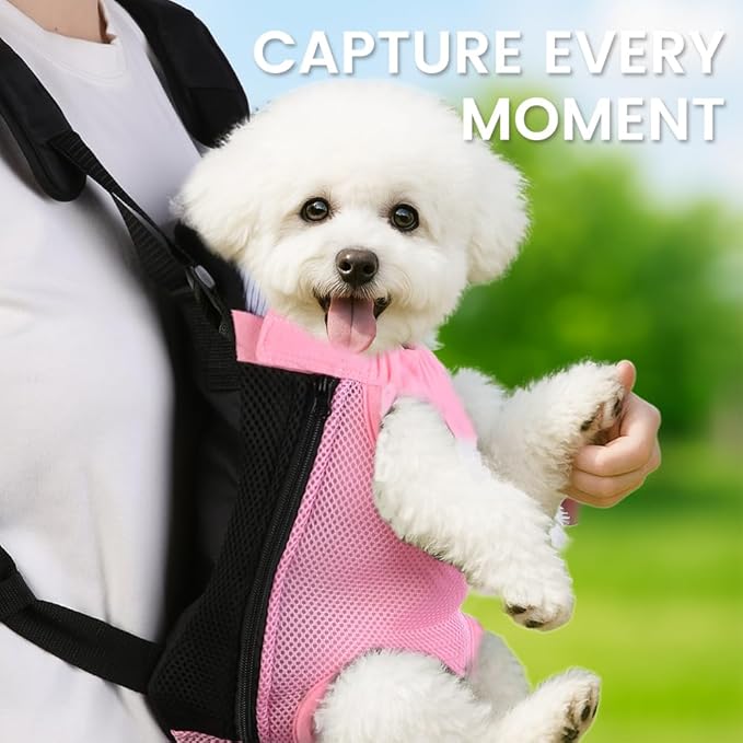 Mosago Dog Backpack Carrier, Thick Straps & Cushion, Pet Sling Front Backpacks for Small Medium Dogs 4-7 Lbs, Legs Out, Adjustable Wearable Puppy Chest Travel Bag, Easy-Fit for Hiking/Walking/Camping