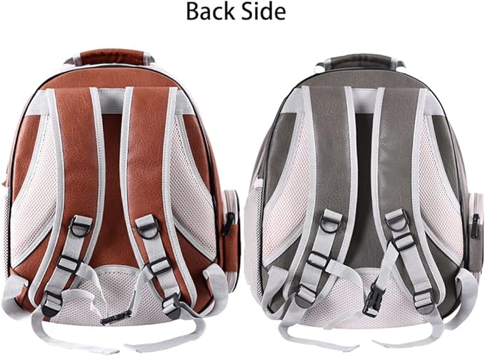 Expandable Cat Carrier Backpack, Backpack for Cats Kitten Small Puppy, Airline Approved Cat Bubble Backpack, Space Capsule Astronaut Carrier (Brown, Front Extension)