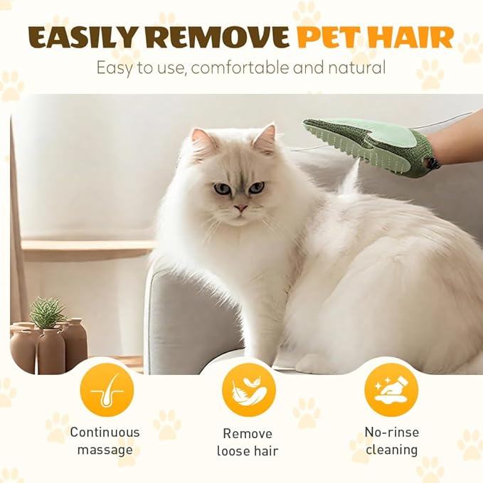 All-in-One Grooming Mist Glove for Pets, Upgrade Efficient Pet Hair Remover Gloves Grooming Spray Comb, Gentle Deshedding Efficient for Dogs & Cats (Blue)