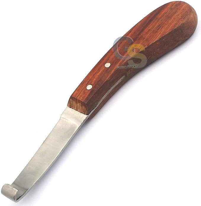 Hoof Knife Wide Blade Left Hand Farrier Equine Horse Stainless Steel Blade Contoured Handle by G.S Online Store
